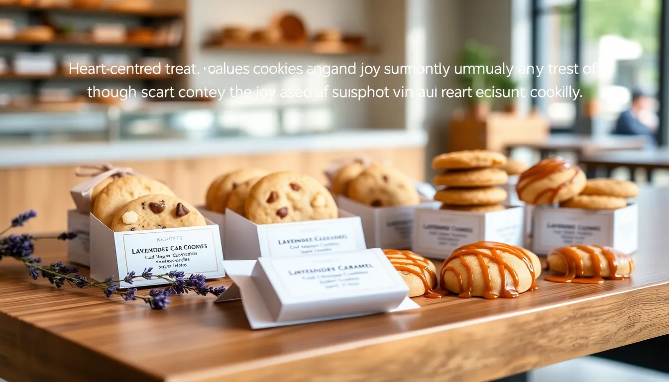 An artistic display of unique gourmet cookies on a wooden table.